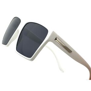 White Square Sunglasses Oversized Fashion Designer Style‎ Trendy Shades UV400